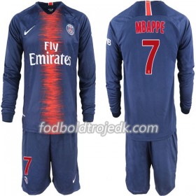 Paris Saint-Germain Mbappe 7 Børn Hjemme 2018/19 - Fodboldtrøjer(L/S)